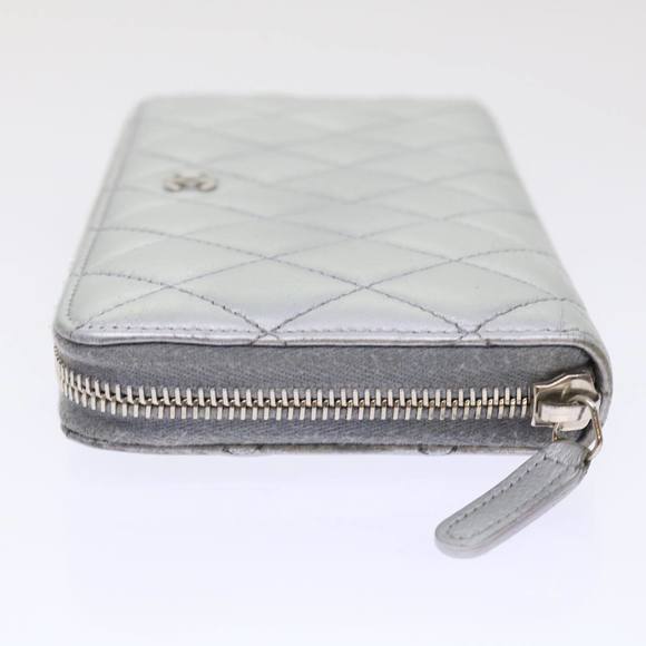 CHANEL Long Wallet Lamb Skin Silver CC Auth 49958A - Picture 4 of 16